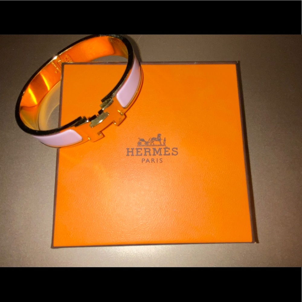 Hermès Rose Dragee Clic Clac H Narrow Bracelet